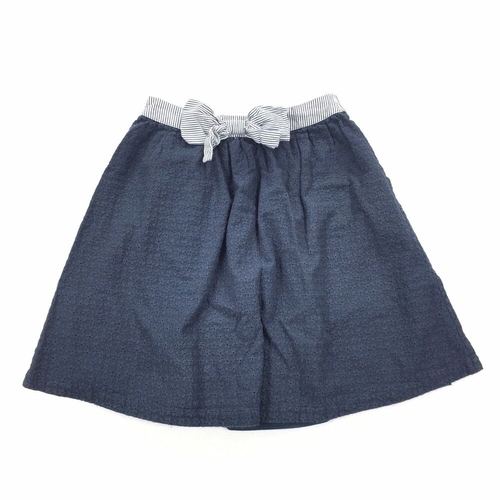 Comme Toi Eyelet Bow Waist Skirt Navy Blue